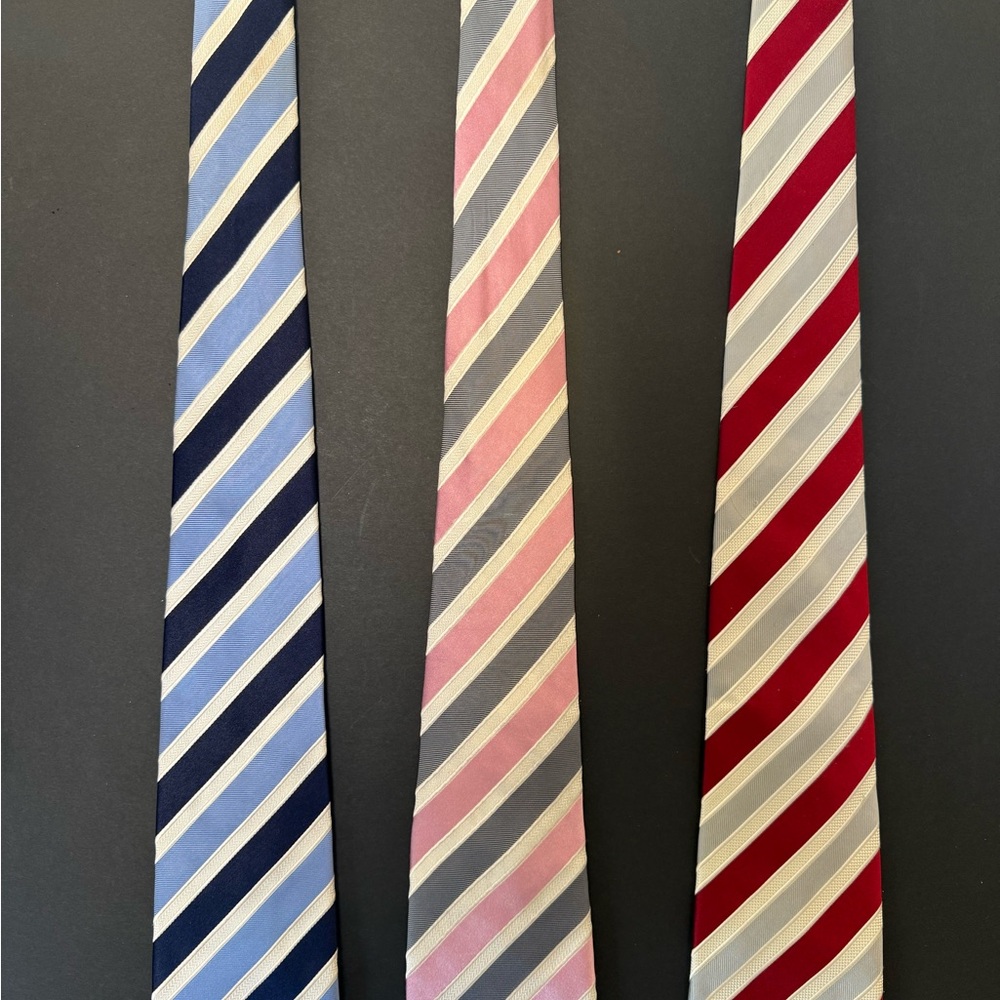 Elegant Striped Tie Set - Navy, Pink, Burgundy